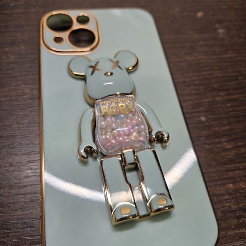 Iphone 13 case new with rotating bear and moving beads