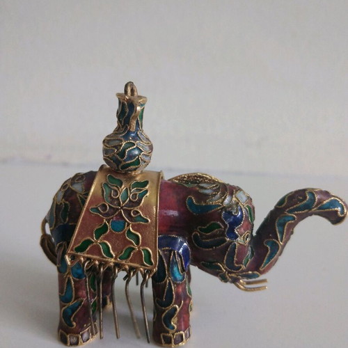 Cloisonne elephant figurine used, collectible, small
