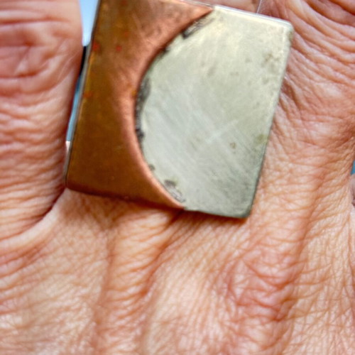 Large handmade square ring in two shades, size 5