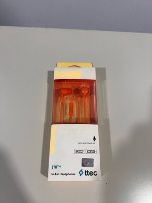 Ttec J10 In-Ear Headphones with Microphone, Orange, New