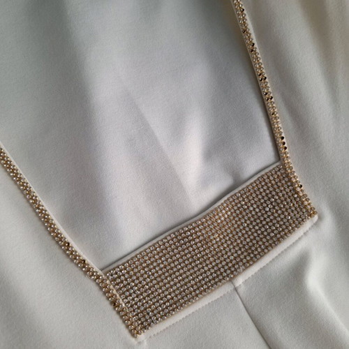 Be You mini evening dress with open back, size S/M, white and gold