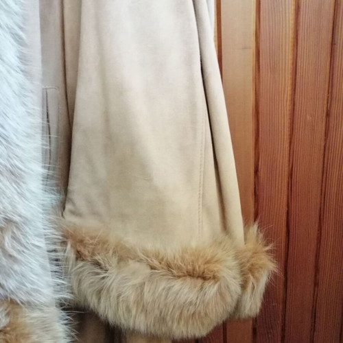Marco Gianoti women's suede coat with fox fur like new, vintage