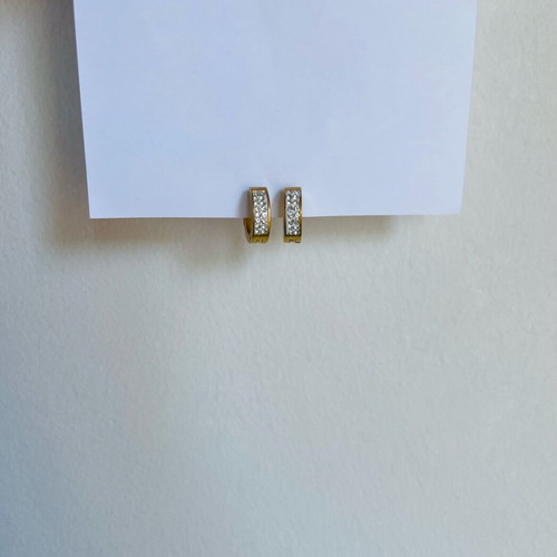 Zara small hoop earrings with decorative stones gold unused