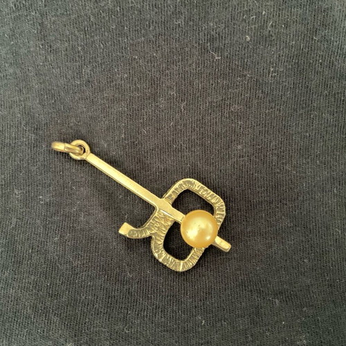 Pendentif stainless steel with pearl vintage 70s like new