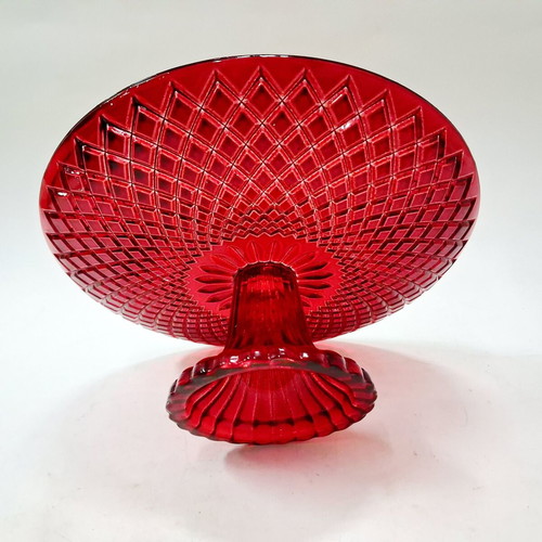 Vintage Ruby Red Glass Fruit Bowl 20 cm, like new