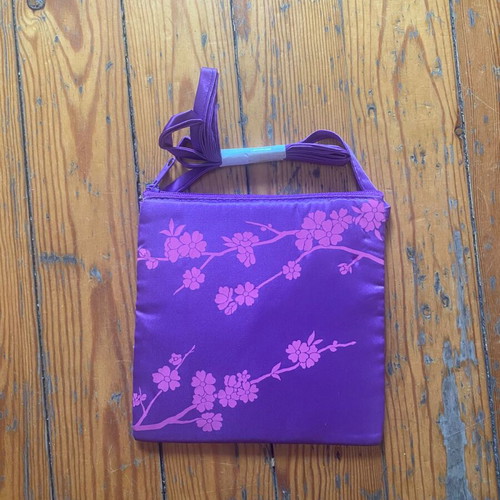 Cross body bag new satin fabric pink and purple