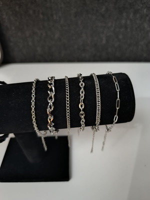 6 men's stainless steel bracelets, silver