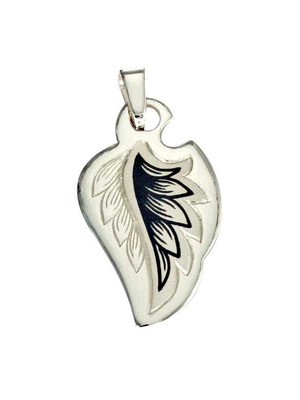 Ασημένιο κρεμαστό φύλλο 925° με χειροποίητο σχέδιο νίελου καινούργιο