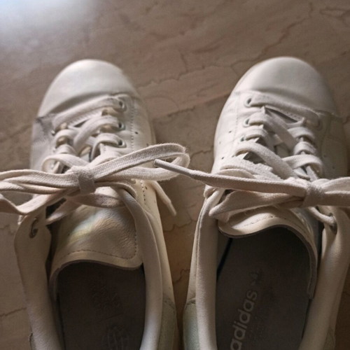 Adidas Stan Smith athletic shoes used, leather, size 37.5, white and gray