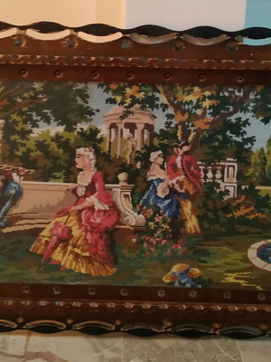 Vintage embroidered painting used