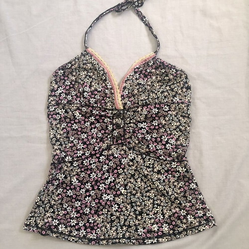 Halter Top Liu Jo floral with strass and lace Small new