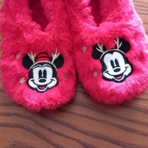 Disney children's Christmas slippers red new