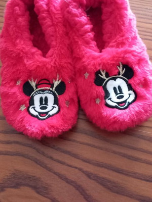 Disney children's Christmas slippers red new