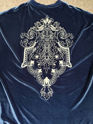 Men's oversized velour T-shirt with back embroidery like new, blue ASOS XS