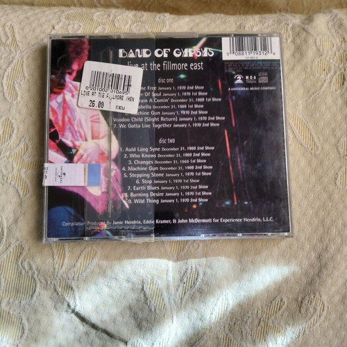 Hendrix Live At The Fillmore East CD like new, 2 pieces