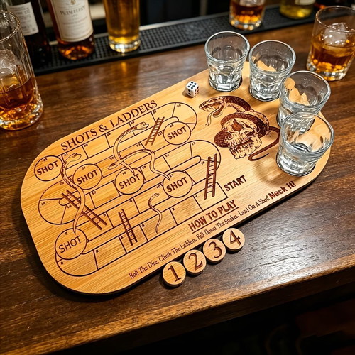 Shots & Ladders wooden drinking game