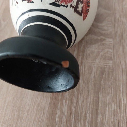 Handmade ceramic decorative vase 15 cm vintage 1980s made in Greece