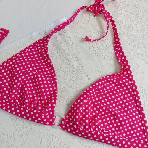 Next polka dot bikini in fuchsia and white, new, UK 14