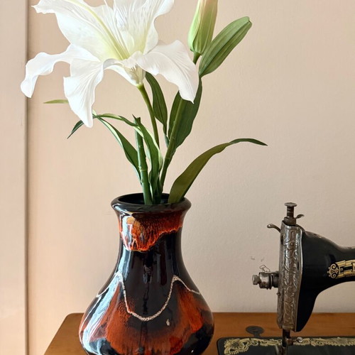 Retro ceramic vase Fat Lava Begonia style, like new