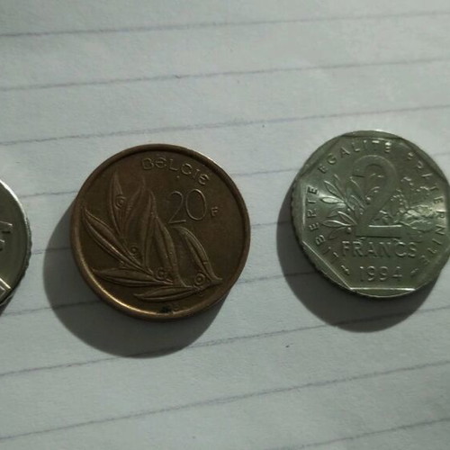 Coins used, French francs, Belgian francs and drachmas