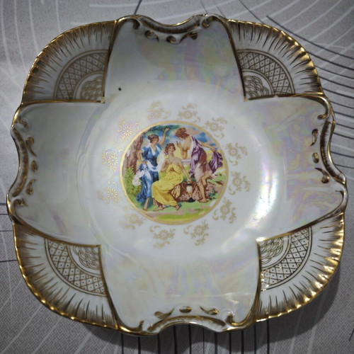 Vintage Porcelain Bowl The Three Graces by Moritz Zdekauer, like new