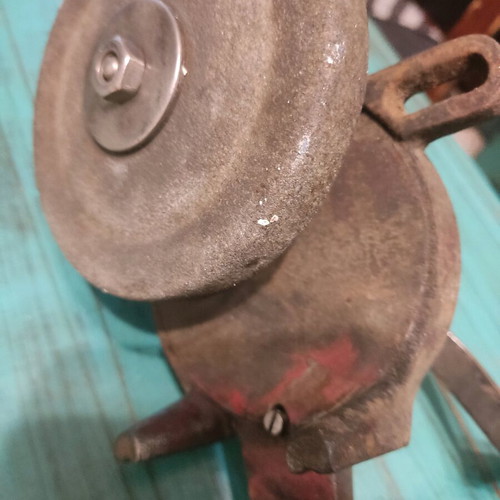 Old hand-operated grinding wheel used