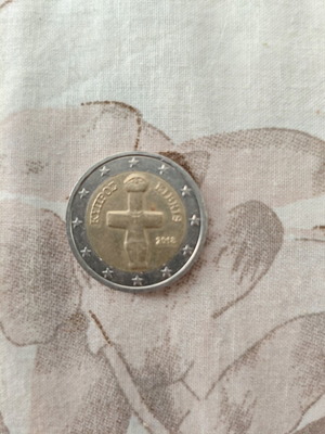 2 Euro 2018 Cyprus Coin used, Cross-Shaped Pomos Idol