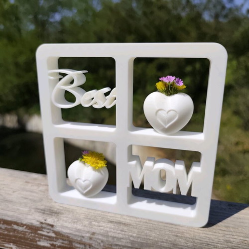 3D printed table stand "Best MOM" with heart-shaped jars new