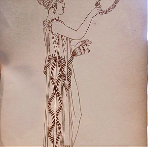 1880 Αρχαία ελληνική γυναικεία φορεσιά 4 λιθογραφία διαστάσεις:14x18cm