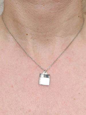 Necklace with square pendant like new, adjustable length