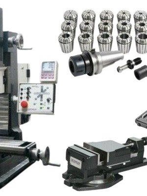 Φρέζα μηχανουργική πάγκου Optimum MH25SV με κιτ κόλετς BT30, σετ παράλληλων αποστατών και μέγγενη FMS 100