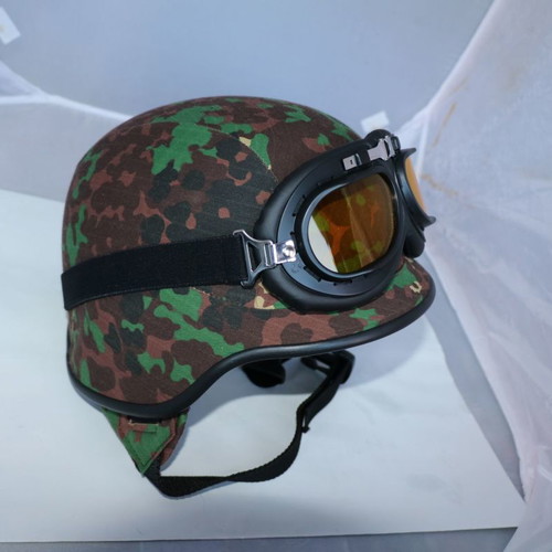 U.S.A Army replica motorcycle helmet with goggles, multi camouflage