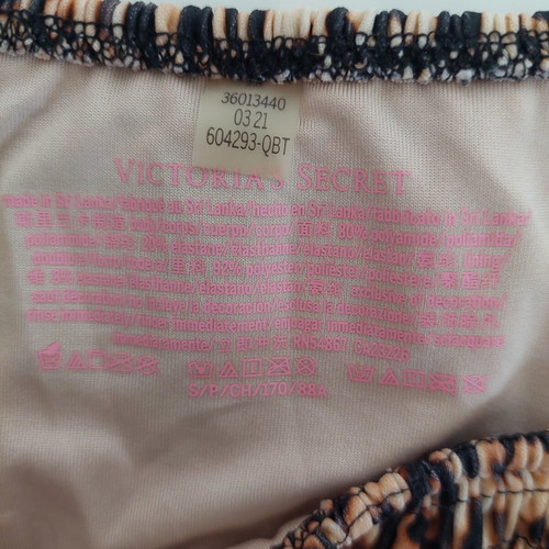 Victoria's Secret bikini leopard print brown used, high-rise bottom size S, top 32D/D70