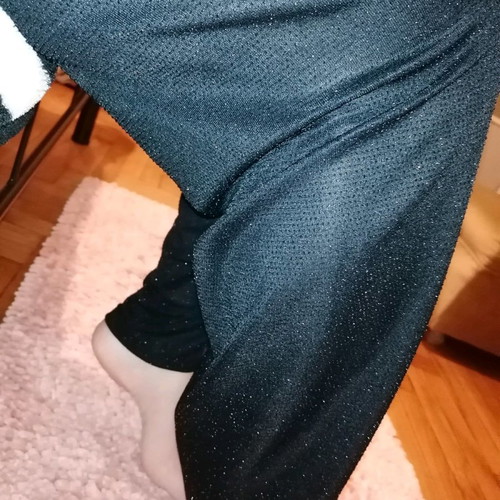 Elegant pants new, black glitter bell-bottom with elastic waist