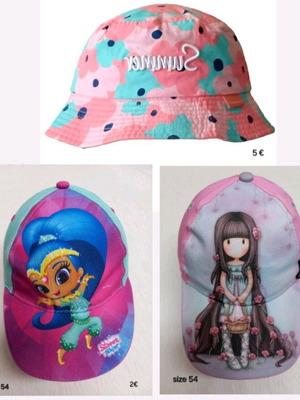 Girls Hats 54 cm like new, pack of 3 pieces