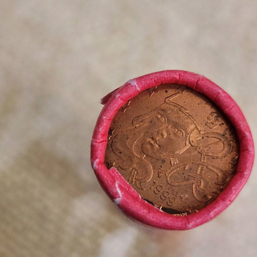 Roll of 5 cent euro coins 1999 France new