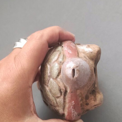 Ceramic turtle ocarina used, vintage