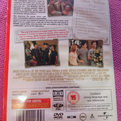 American Pie The Wedding DVD like new, comedy, subbed