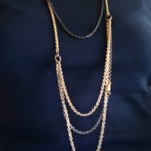 Necklace with multiple chains in gold and gray, like new