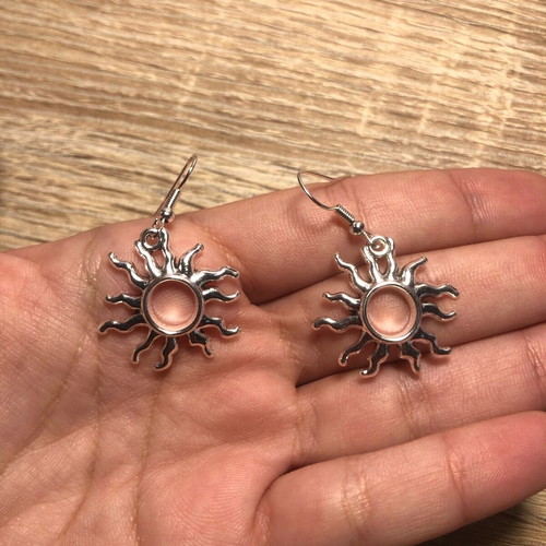 Handmade Sun Boho Earrings silver new