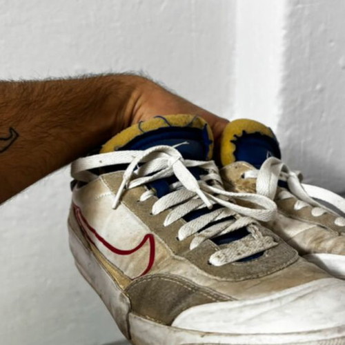 Nike Retro Low Sneakers used, size 41, white with black and beige details