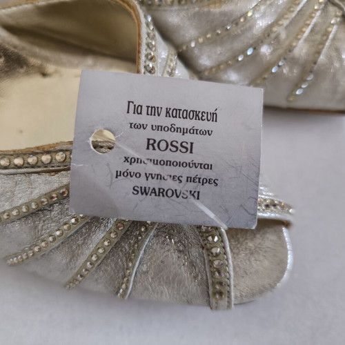 Rossi high heels with genuine Swarovski stones, new, gold and silver