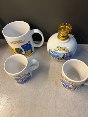 Kammena Vourla Set with 3 Cups and Ceramic Oil Lamp New