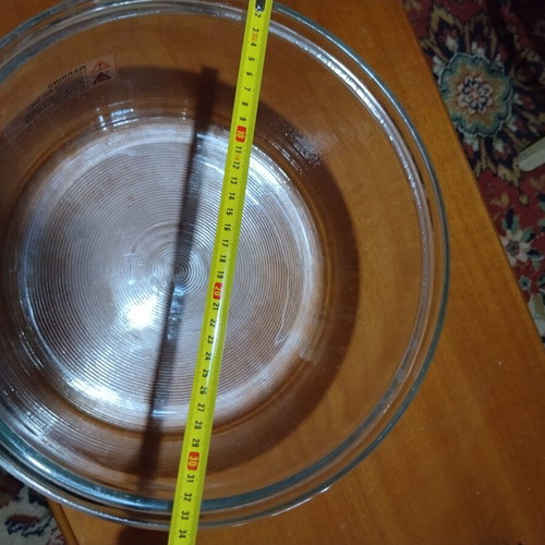 Pyrex bowl used, diameter 33 cm height 17 cm for robot