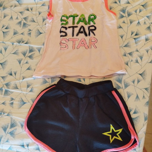 Funky summer set like new, cotton, black and orange