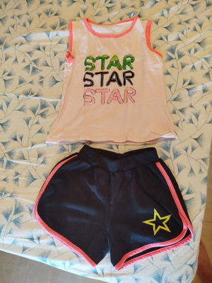 Funky summer set like new, cotton, black and orange
