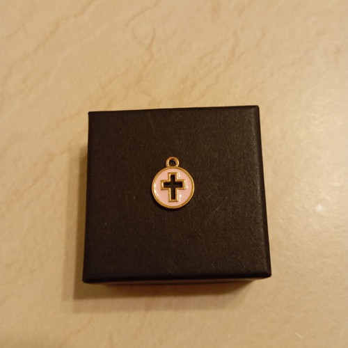 Cross charm like new, rose gold plated for necklace or bracelet