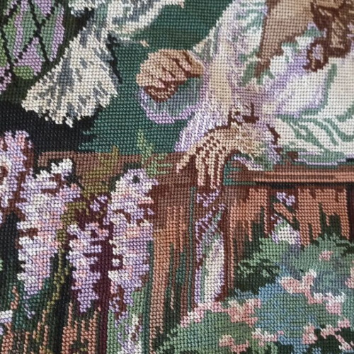 Handmade embroidered textile painting 1x0.50 art piece like new