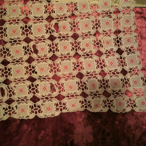 Handicraft with red design and gift napkin
