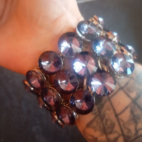 Bracelet with large crystals like new, purple and lilac shades